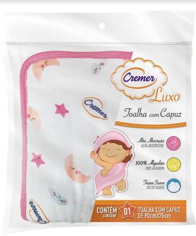 Toalha Banho Com Capuz Cremer Luxo Meninas Menor preço em Toalha Banho Com Capuz Cremer Luxo Meninas