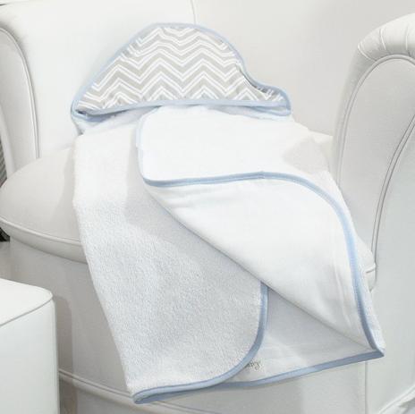 Toalha c/ Capuz Estampada - Chevron Azul - Laura baby Menor preço em Toalha c/ Capuz Estampada - Chevron Azul - Laura baby