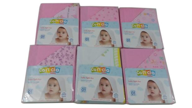 Toalha de banho com forro de fralda kit com 6 para menina - Minasrey Menor preço em Toalha de banho com forro de fralda kit com 6 para menina - Minasrey