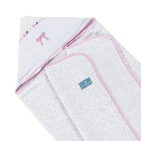 Toalha de Banho Felpuda Forrada Fralda Capuz Bordado Laço Viés Rosa - A. constantini enxoval de bebê Menor preço em Toalha de Banho Felpuda Forrada Fralda Capuz Bordado Laço Viés Rosa - A. constantini enxoval de bebê
