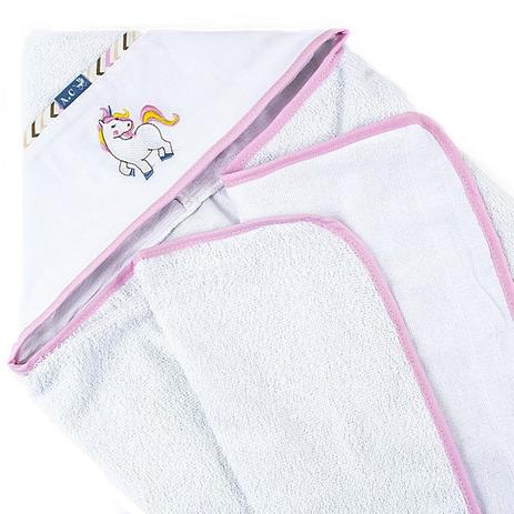 Toalha de Banho Felpuda Forrada Fralda Capuz Bordado Unicórnio Rosa - A. constantini enxoval de bebê Menor preço em Toalha de Banho Felpuda Forrada Fralda Capuz Bordado Unicórnio Rosa - A. constantini enxoval de bebê