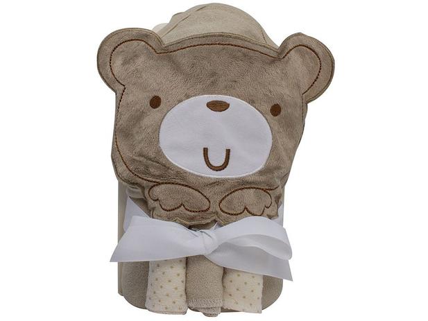 Toalha de banho para bebê com capuz 66x76 com 3 Toalhas de boca Urso Bege - Camesa Menor preço em Toalha de banho para bebê com capuz 66x76 com 3 Toalhas de boca Urso Bege - Camesa