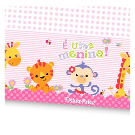 Toalha de Mesa Chá de Bebê Rosa Fisher Price Regina Festas Menor preço em Toalha de Mesa Chá de Bebê Rosa Fisher Price Regina Festas