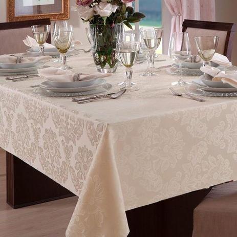 Toalha De Mesa Jacquard Viena Retangular 6 Lugares - Marfim - CASAMAX Menor preço em Toalha De Mesa Jacquard Viena Retangular 6 Lugares - Marfim - CASAMAX
