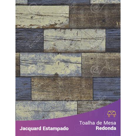Toalha de Mesa Redonda em Tecido Jacquard Estampado Madeira Demolição Menor preço em Toalha de Mesa Redonda em Tecido Jacquard Estampado Madeira Demolição