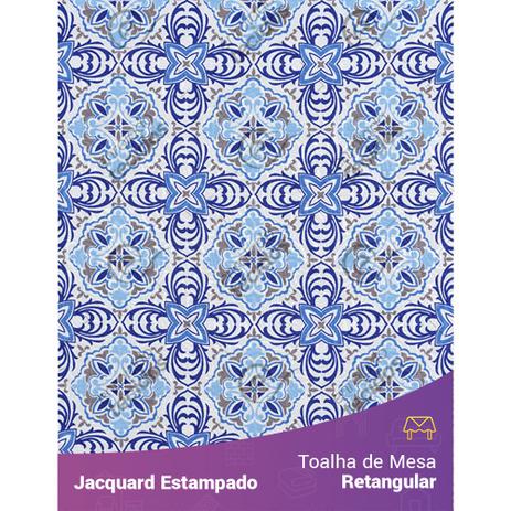 Toalha de Mesa Retangular em Tecido Jacquard Estampado Azulejo Português Azul Menor preço em Toalha de Mesa Retangular em Tecido Jacquard Estampado Azulejo Português Azul