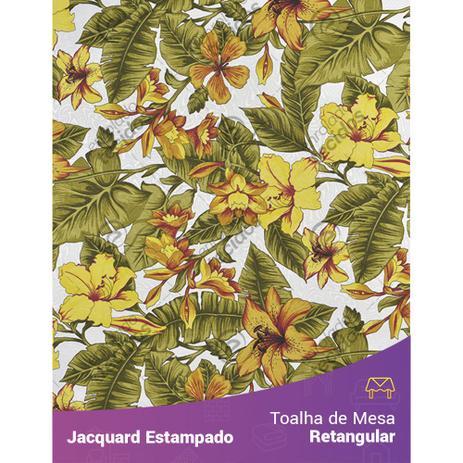 Toalha de Mesa Retangular em Tecido Jacquard Estampado Flor Hibiscus Amarelo Menor preço em Toalha de Mesa Retangular em Tecido Jacquard Estampado Flor Hibiscus Amarelo