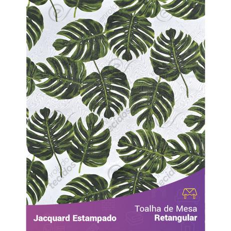 Toalha de Mesa Retangular em Tecido Jacquard Estampado Floral Costela de Adão Verde Menor preço em Toalha de Mesa Retangular em Tecido Jacquard Estampado Floral Costela de Adão Verde