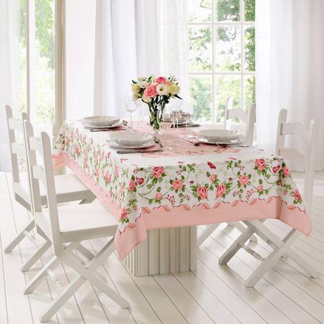 Toalha de Mesa Retangular ideal para 6 lugares -140x220cm - estampa elegante Rose - Lepper Menor preço em Toalha de Mesa Retangular ideal para 6 lugares -140x220cm - estampa elegante Rose - Lepper