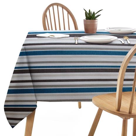 Toalha de Mesa Verona Listras 140x140cm - Azul - Ecaza Menor preço em Toalha de Mesa Verona Listras 140x140cm - Azul - Ecaza