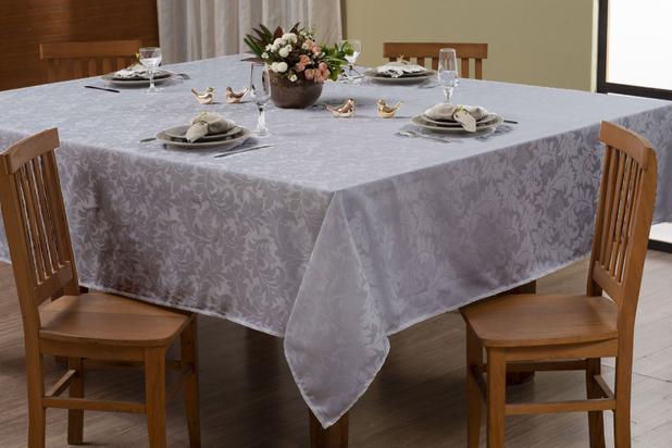 Toalha Mesa Sala Jantar Retangular Jacquard Cinza 6 Lugares - Confecções Elba Menor preço em Toalha Mesa Sala Jantar Retangular Jacquard Cinza 6 Lugares - Confecções Elba