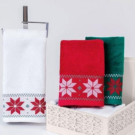 Toalha Social Bouton Veludo Barra Jacquard Flor Natal 30x50cm 3 Peças Menor preço em Toalha Social Bouton Veludo Barra Jacquard Flor Natal 30x50cm 3 Peças