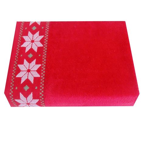 Toalha Social Bouton Veludo Barra Jacquard Flor Natal 30x50cm Vermelha Menor preço em Toalha Social Bouton Veludo Barra Jacquard Flor Natal 30x50cm Vermelha