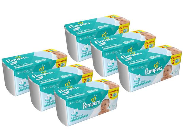 Toalha Umedecida Pampers Fresh Clean - 6 Pacotes com 96 Unidades cada Menor preço em Toalha Umedecida Pampers Fresh Clean - 6 Pacotes com 96 Unidades cada