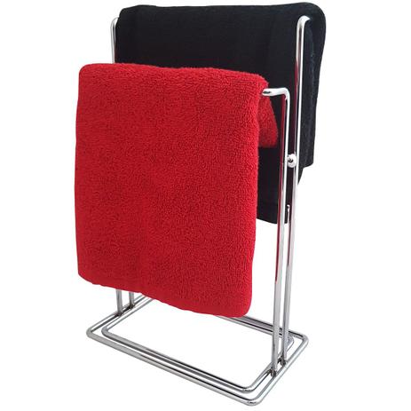 Toalheiro Suporte Duplo Porta Toalhas De Lavabo Banheiro - Nacional Menor preço em Toalheiro Suporte Duplo Porta Toalhas De Lavabo Banheiro - Nacional