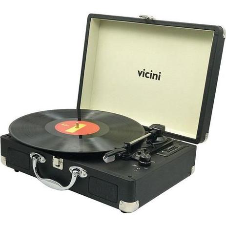 Toca Disco Bluetooth 10WRMS Vicini Classic VC-285 Entradas USB e SD Preto é boa?