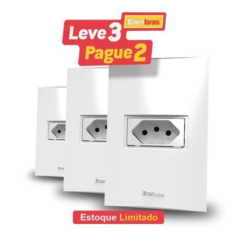 Tomada Beleze Branca 10a Com Placa Kit Com 3 Conjuntos Enerbras Menor preço em Tomada Beleze Branca 10a Com Placa Kit Com 3 Conjuntos Enerbras