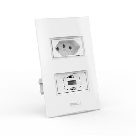 Tomada beleze recarga usb + tomada 10a branco - Enerbras Menor preço em Tomada beleze recarga usb + tomada 10a branco - Enerbras