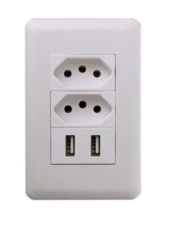 Tomada De Parede Com 2 Entradas Usb Led Duo Universal - Geral Menor preço em Tomada De Parede Com 2 Entradas Usb Led Duo Universal - Geral