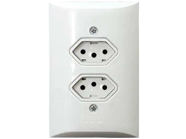 Tomada Dupla 2p+t 10A Com Placa Espelho Branco Com Inmetro - FLP Menor preço em Tomada Dupla 2p+t 10A Com Placa Espelho Branco Com Inmetro - FLP