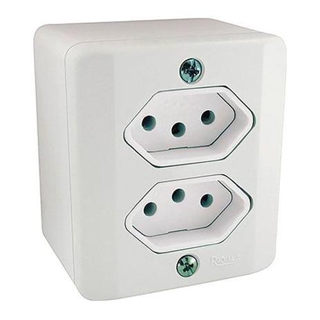 Tomada Dupla 2P+T Sistema X 20a Radial C/Caixa Externa Top Menor preço em Tomada Dupla 2P+T Sistema X 20a Radial C/Caixa Externa Top