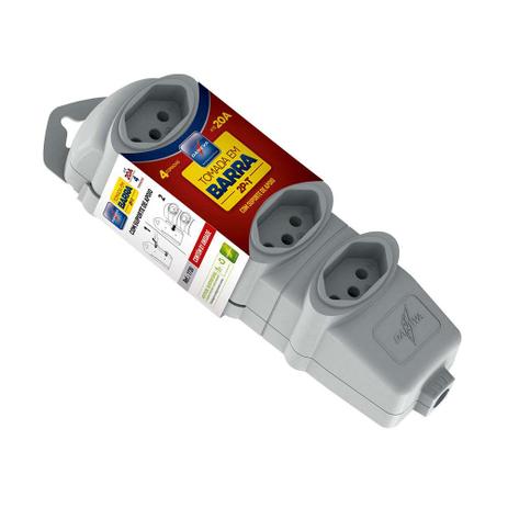 Tomada em barras desmontável 20A/250V 4 tomadas cinza Daneva Menor preço em Tomada em barras desmontável 20A/250V 4 tomadas cinza Daneva