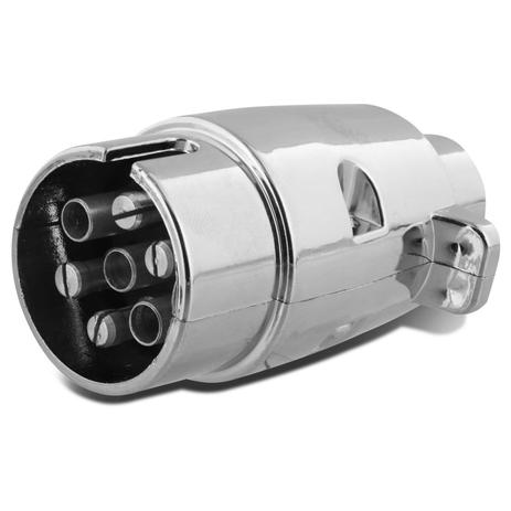 Tomada Macho 7 Polos 12V Universal Cromado com Pinos em Alumínio para Carretinha Reboques em Geral - Apa Menor preço em Tomada Macho 7 Polos 12V Universal Cromado com Pinos em Alumínio para Carretinha Reboques em Geral - Apa