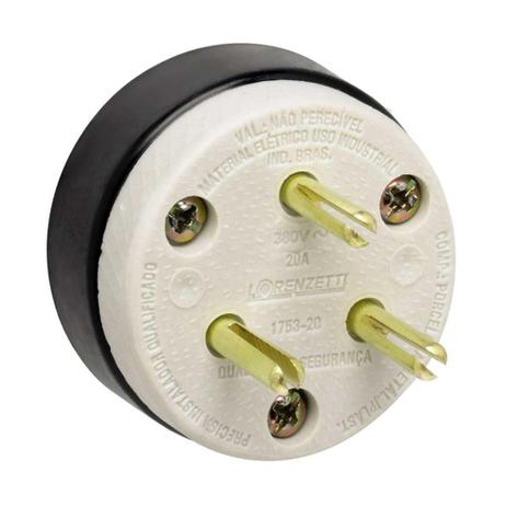 Tomada porcelana/pvc 3 pinos 20a - 380v - Lorenzetti Menor preço em Tomada porcelana/pvc 3 pinos 20a - 380v - Lorenzetti