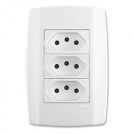 Tomada tripla 10a monobloco slim - ilumi Menor preço em Tomada tripla 10a monobloco slim - ilumi