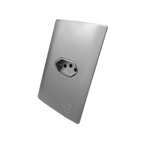 Menor preço em Tomada Universal 2P+T 10A Horizontal Cromado Com Placa 4x2 Aço - Novara Colors icn - Dicompel