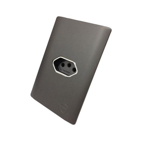 Tomada Universal 2P+T 10A Horizontal Cromado Com Placa 4x2 Preta - Novara Colors tcn - Dicompel Menor preço em Tomada Universal 2P+T 10A Horizontal Cromado Com Placa 4x2 Preta - Novara Colors tcn - Dicompel