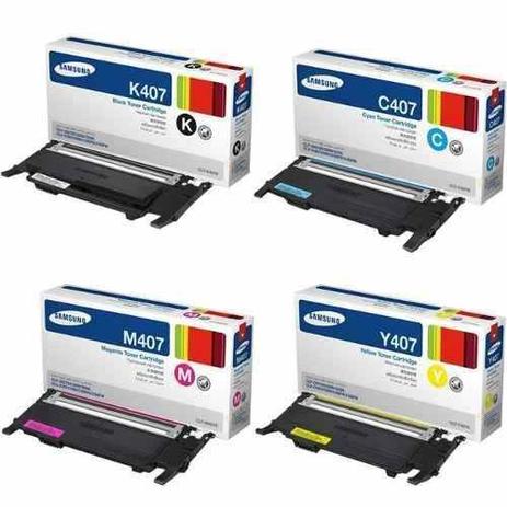 Toner 407 kit 4 toners clp 325 / clx3185fw / k407s / c407s / m407s / y407s - original - impressora laser - Samsung Menor preço em Toner 407 kit 4 toners clp 325 / clx3185fw / k407s / c407s / m407s / y407s - original - impressora laser - Samsung