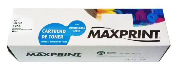 Toner compatível HP 126A Preto - CE310A - Maxprint 5611760 - Para M175NW/M175A/M176N/M275NW /M177FW Menor preço em Toner compatível HP 126A Preto - CE310A - Maxprint 5611760 - Para M175NW/M175A/M176N/M275NW /M177FW