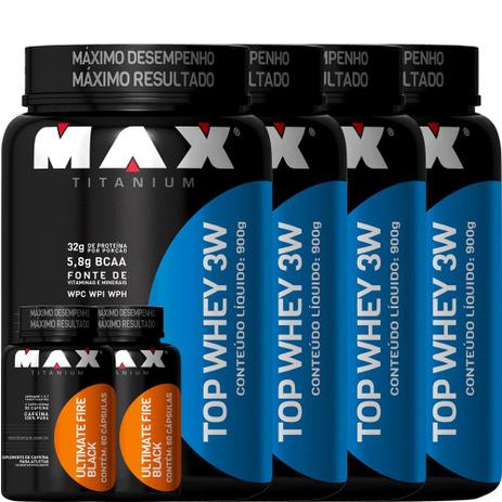 Top Whey 3w 4 Unidade + 2x Ultimate Fire Black Max Titanium Menor preço em Top Whey 3w 4 Unidade + 2x Ultimate Fire Black Max Titanium