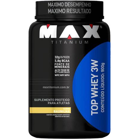 Top whey 3w (900g) baunilha - max titanium Menor preço em Top whey 3w (900g) baunilha - max titanium