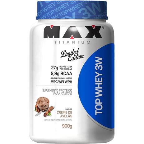 Top whey 3w 900g creme de avelas - max titanium Menor preço em Top whey 3w 900g creme de avelas - max titanium