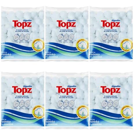 Topz Algodão Bolinha 90g (Kit C/06) Menor preço em Topz Algodão Bolinha 90g (Kit C/06)