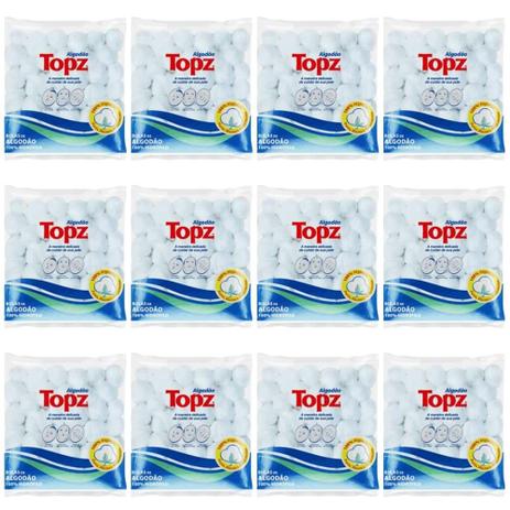 Topz Algodão Bolinha 90g (Kit C/12) Menor preço em Topz Algodão Bolinha 90g (Kit C/12)