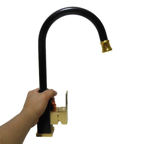 Torneira Aluminio Luxo Moderna Pia Cozinha Casa Quente e Frio Preto e Dourado - Braslu Menor preço em Torneira Aluminio Luxo Moderna Pia Cozinha Casa Quente e Frio Preto e Dourado - Braslu