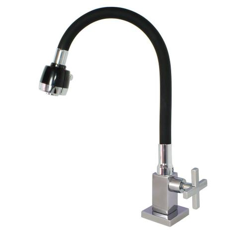 Torneira Cozinha Mesa Cruzeta Gourmet Tubo Preto Articulável Jato Duplo Ajustável - MK Metais - Metalkit Menor preço em Torneira Cozinha Mesa Cruzeta Gourmet Tubo Preto Articulável Jato Duplo Ajustável - MK Metais - Metalkit
