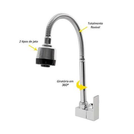 Torneira Cozinha Parede Flexível Gourmet Metal Kelter K-T102 Menor preço em Torneira Cozinha Parede Flexível Gourmet Metal Kelter K-T102