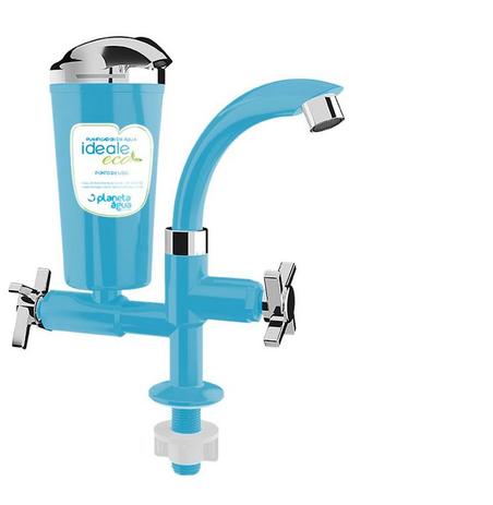 Torneira Filtro bancada Ideale Eco Azul cromado Planeta Agua - Planeta água Menor preço em Torneira Filtro bancada Ideale Eco Azul cromado Planeta Agua - Planeta água