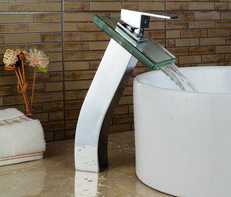 Torneira Misturador Monocomando Cascata waterfall vidro Quadrado Alta GlobalHome - GH008 - Globalmix Menor preço em Torneira Misturador Monocomando Cascata waterfall vidro Quadrado Alta GlobalHome - GH008 - Globalmix