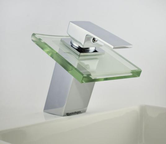 Torneira Monocomando Baixa Vidro Banheiro Cascata Curva - Water Menor preço em Torneira Monocomando Baixa Vidro Banheiro Cascata Curva - Water