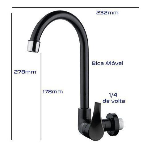 Torneira para Cozinha Bica Móvel ABS Herc Preto Tipo Parede é boa?