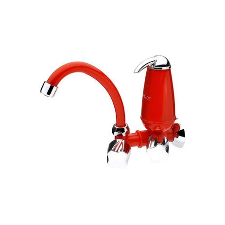 Torneira para Cozinha de Parede com Filtro E Bica Móvel Acqua Vermelha - Acquabios Menor preço em Torneira para Cozinha de Parede com Filtro E Bica Móvel Acqua Vermelha - Acquabios