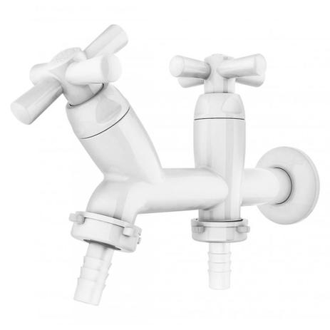 Torneira para Tanque e Máquina Cross 1/2"-3/4" Branca - 300000453 - TIGRE Menor preço em Torneira para Tanque e Máquina Cross 1/2"-3/4" Branca - 300000453 - TIGRE