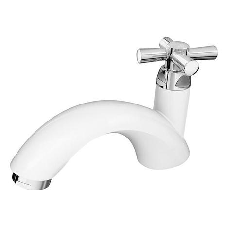 Torneira Plástica para Lavatório de Mesa com Bica Baixa Cross Branca e Cromada Tigre Menor preço em Torneira Plástica para Lavatório de Mesa com Bica Baixa Cross Branca e Cromada Tigre