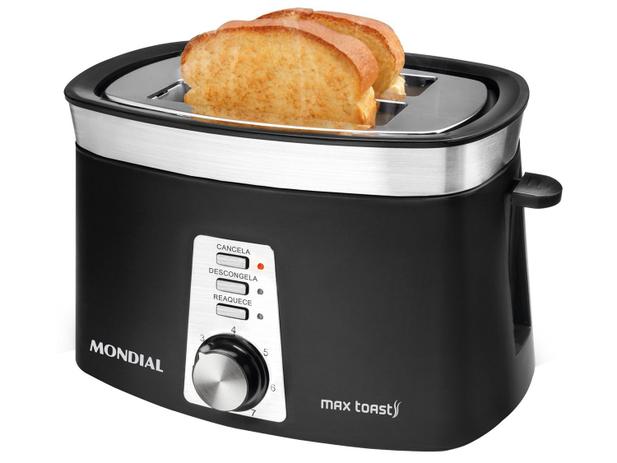 Torradeira Mondial Preta Max Toast - 7 Níveis de Tostagem