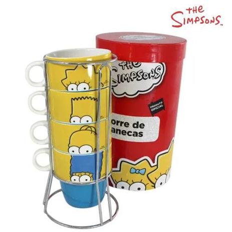Torre De 4 Canecas Familia Simpsons Bart Homer Lisa Marge - Zc Menor preço em Torre De 4 Canecas Familia Simpsons Bart Homer Lisa Marge - Zc